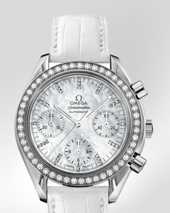 Omega Speedmaster Automatic Chronograph with Diamonds (SS / White-Mother-of-Pearl Diamond / Strap) 3835.77.36