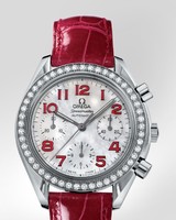 Omega Speedmaster Automatic Chronograph with Diamonds (SS / White-Mother-of-Pearl Diamond / Strap) 3835.79.40