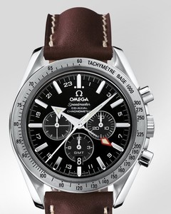 Omega Speedmaster Broad Arrow GMT (SS / Black / Leather) 3881.50.37