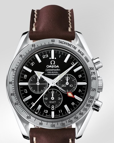 Omega Speedmaster Broad Arrow GMT (SS / Black / Leather) 3881.50.37