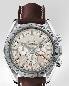 Omega Speedmaster Broad Arrow GMT (SS / Silver / Leather) 3881.30.37