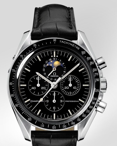 Omega Speedmaster Moon Phase (SS / Black / Leather) 3876.50.31