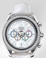 Omega Speedmaster Specialities Olympic Collection Timeless with Diamonds (WG / White-Mother-of-Pearl / Strap) 321.58.44.52.55.001