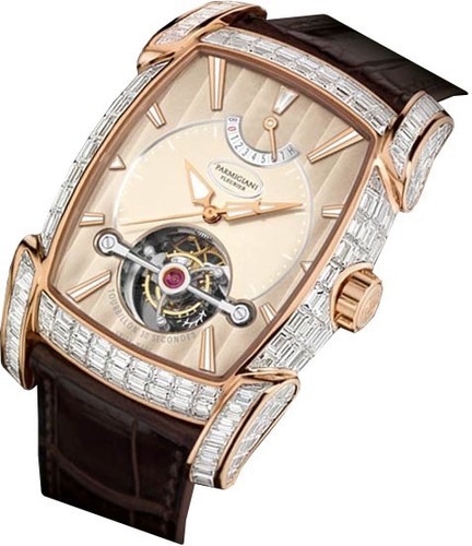 Parmigiani Fleurier Kalpa XL Tourbillon (RG-Baguettes / Eggshell / Leather) PF602772-01
