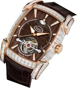 Parmigiani Fleurier Kalpa XL Tourbillon (RG-Baguettes / Marron / Leather) PF602771-01