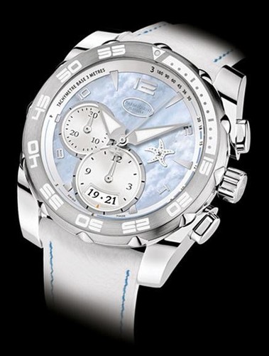 Parmigiani Fleurier Pershing Chronograph 002 (WG / Blu-Mother-of-Pearl / Strap) PF602619-01
