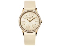Patek Philippe Calatrava Ladies RG-Diamonds / Cream / Satin Strap 4897R
