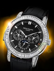 Patek Philippe Grand Complication Reference 5073P Platinum -Diamonds / Black-Diamonds / Leather Strap