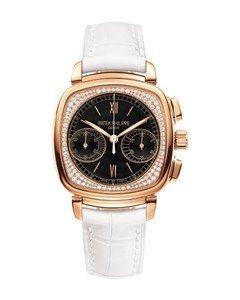 Patek Philippe Ladies First Chronograph 7071R White Dial RG-Diamonds / White / Leather