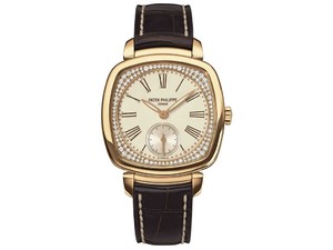 Patek Philippe Ladies Gondolo RG-Diamonds / Silver / Leather Strap 7041R