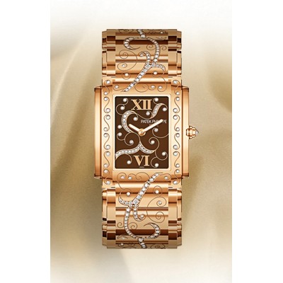 Patek Philippe Ladies Twenty-4 4910/54R RG-Diamonds / Brown / RG Bracelet