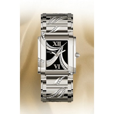 Patek Philippe Ladies Twenty-4 4910/53G WG-Diamonds / Black / WG Bracelet