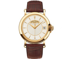 Patek Philippe Mens Calatrava RG / Silver / Leather Strap 5153J