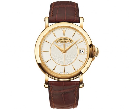 Patek Philippe Mens Calatrava RG / Silver / Leather Strap 5153J