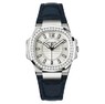 Patek Philippe Nautilus Ladies 7010G WG-Diamonds / Silver / Leather Strap
