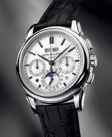 Patek Philippe Perpetual Calendar Chronograph WG / Silver / Leather Strap 5270G