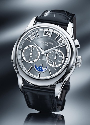 Patek Philippe Triple Complication 5208P Platinum / Charcoal Gray / Leather Strap