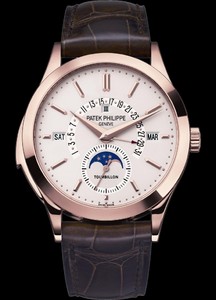Patek Philippe Triple Complication 5216R RG / Silver / Leather Strap