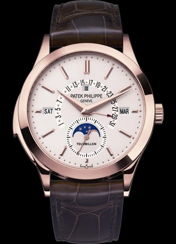 Patek Philippe Triple Complication 5216R RG / Silver / Leather Strap