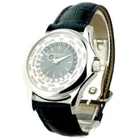 Patek Philippe World Time 5130P Platinum / Silver-Blue / Leather Strap