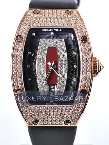 Richard Mille RM 007 Rose Gold Full Pave Case (Diamonds / Burgundy-Diamond / Leather)
