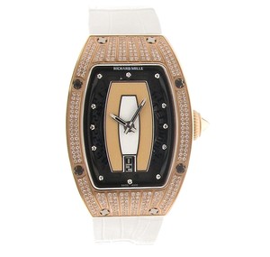 Richard Mille RM007 Ladies Partial Pave Case (RG-Diamonds/ Black-Diamond / Strap)