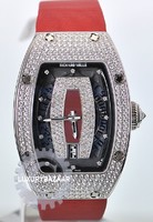 Richard Mille RM 007 White Gold Full Pave Case (Diamond/Burgundy-Diamond/Red Satin)