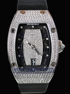 Richard Mille RM 007 White Gold Full Pave Case (Diamond/Diamond/Leather)