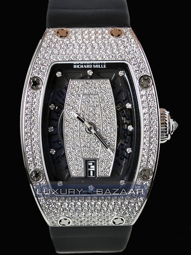 Richard Mille RM 007 White Gold Full Pave Case (Diamond/Diamond/Leather)
