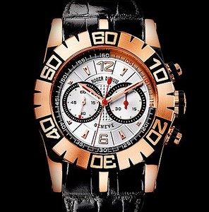 Roger Dubuis Easy Diver Chronograph (PG-Black / Silver / Leather Strap) RDDBSE0224