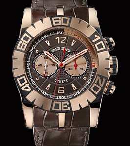 Roger Dubuis Easy Diver Chronograph (PG / Chocolate-PG / Leather Strap) RDDBSE0225