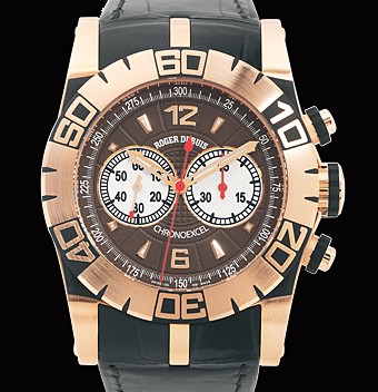 Roger Dubuis Easy Diver Chronograph (PG / Chocolate-Silver / Leather Strap) RDDBSE0217