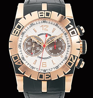 Roger Dubuis Easy Diver Chronograph (PG / Silver-Chocolate / Leather Strap) RDDBSE0211