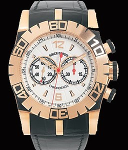 Roger Dubuis Easy Diver Chronograph (PG / White / Leather Strap) RDDBSE0212