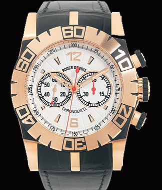 Roger Dubuis Easy Diver Chronograph (PG / White / Leather Strap) RDDBSE0212