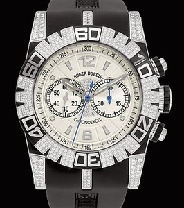 Roger Dubuis Easy Diver Chronograph (SS-Diamonds / Silver-Diamonds / Rubber Strap) RDDBSE0176