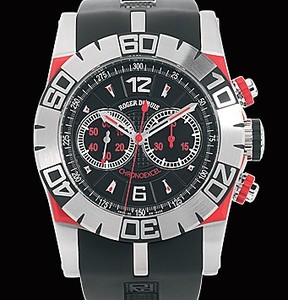 Roger Dubuis Easy Diver Chronograph (SS / Black-Red / Rubber Strap) RDDBSE0221