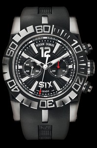 Roger Dubuis Easy Diver Chronograph (SS / Black Sunburst / Rubber Strap) RDDBSE0253