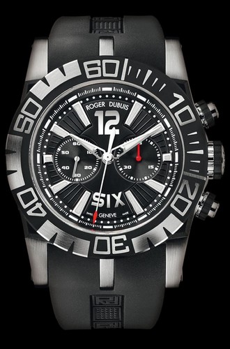 Roger Dubuis Easy Diver Chronograph (SS / Black Sunburst / Rubber Strap) RDDBSE0253