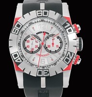 Roger Dubuis Easy Diver Chronograph (SS / Silver-Red / Rubber Strap) RDDBSE0220