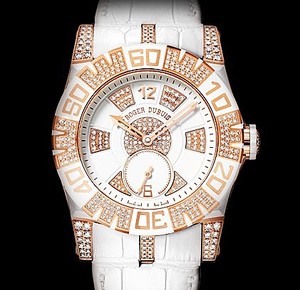 Roger Dubuis Easy Diver Ladies Jewelry (PG-Diamonds / White-PG-Diamonds / Leather Strap) RDDBSE0227