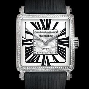 Roger Dubuis Goldensquare Automatic (WG-Diamonds / White-MOP-Diamonds / Satin-finish Leather Strap) RDDBGS0768