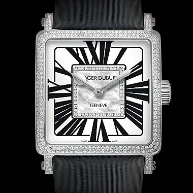 Roger Dubuis Goldensquare Automatic (WG-Diamonds / White-MOP-Diamonds / Satin-finish Leather Strap) RDDBGS0768