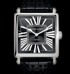 Roger Dubuis Goldensquare Automatic (WG / Charcoal / Leather Strap) RDDBGS0769