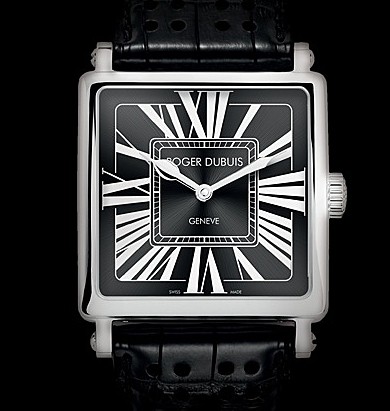 Roger Dubuis Goldensquare Automatic (WG / Charcoal / Leather Strap) RDDBGS0769
