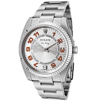 Rolex Air-King (SS-WG / Silver-Orange / SS) 114234