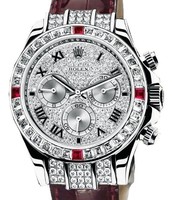 Rolex Cosmograph Daytona (WG-Baguettes-Rubies / Diamonds / Leather) 116599 4RU