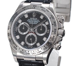 Rolex Cosmograph Daytona (WG / Black-Diamonds / Leather) 116519