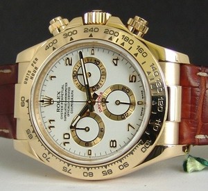 Rolex Cosmograph Daytona (YG / White / Leather) 116518