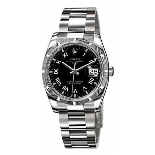 Rolex Date (SS-Turned Bezel / Black / SS) 115210